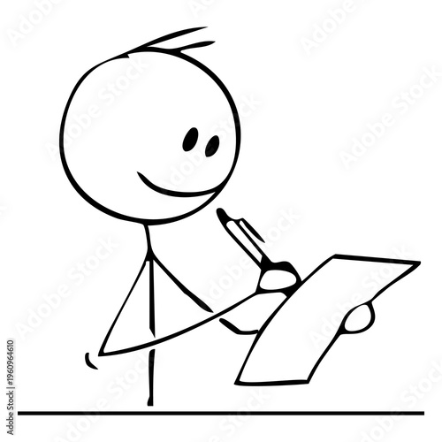 Tableau sur toile A stick figure drawing on a piece of paper with a pencil