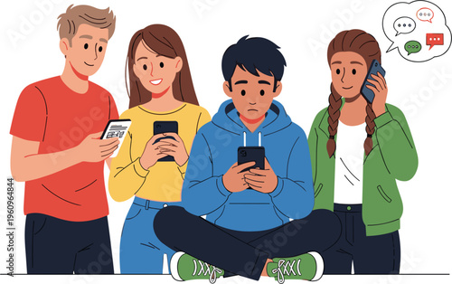 teenagers, smartphone, mobile, social, media, chat, online, communication, technology, friends, youth, addiction, digital, message, internet, social 