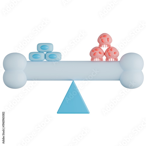 3D Bone Homeostasis Balance Between Osteoblast and Osteoclast Illustration.