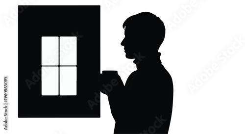 man looking out window silhouette