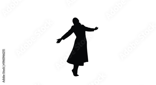 black silhouette of a person dancing alone