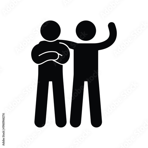 Two stick figures standing together in a gesture of conversation or greeting