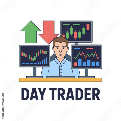 Man Working as Day Trader Online.