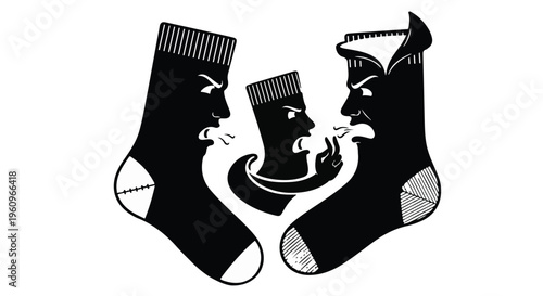 funny sock faces arguing in circle