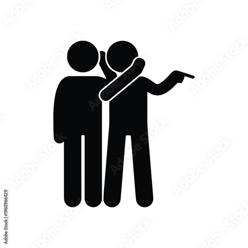 Two stick figures communicating with a pointing gesture