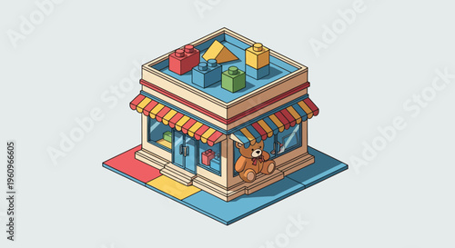 Toy shop gift mart joy kid game fun kids play box build brick sale art