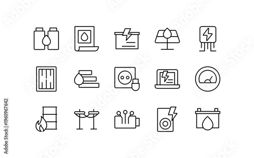 Electrical Energy line icon set. Editable stroke