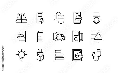 Electrical Energy line vector icons. Editable stroke