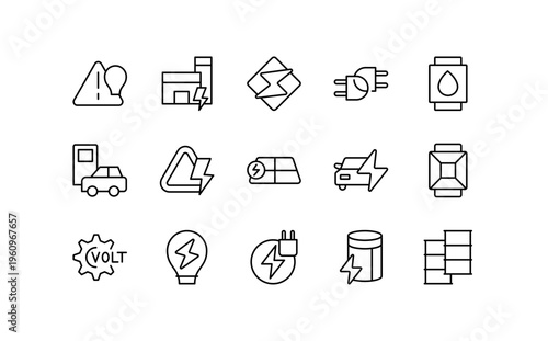 Electrical Energy line icon collection