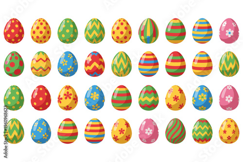 Colorful Easter Eggs Collection Festive Decorations and Spring Holiday Symbols for Celebration and Joyful Traditions