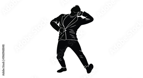 man in leather jacket dancing silhouette