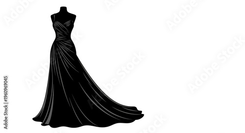 Elegant black evening gown dress on mannequin for formal events and fashion designs