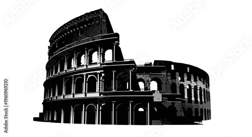 Black silhouette of the colosseum in rome italy