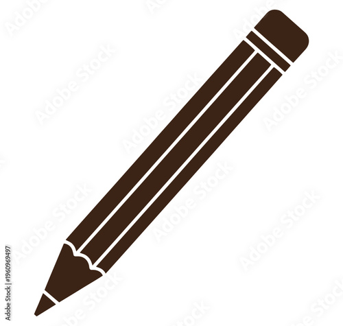 Brown colored pencil on white background