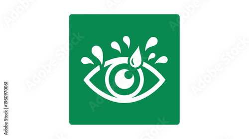 Eye care drops sign with human eye and tear symbols