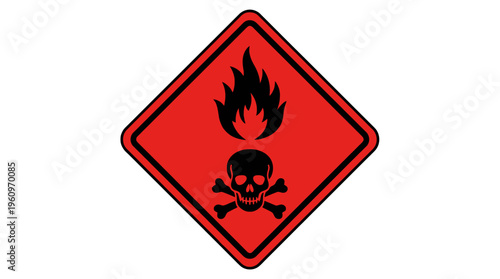 Flammable and toxic hazard warning sign for chemical safety