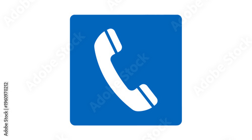 Telephone call service contact icon on a blue background