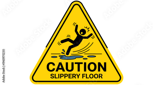 Caution slippery floor warning sign for wet area safety