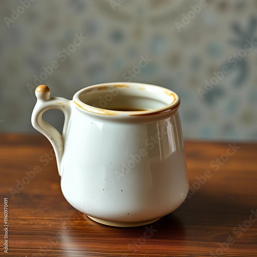 Whimsical ceramic vessel with a fun, asymmetrical handle, perfect for morning coffee ,  fun,  handmade