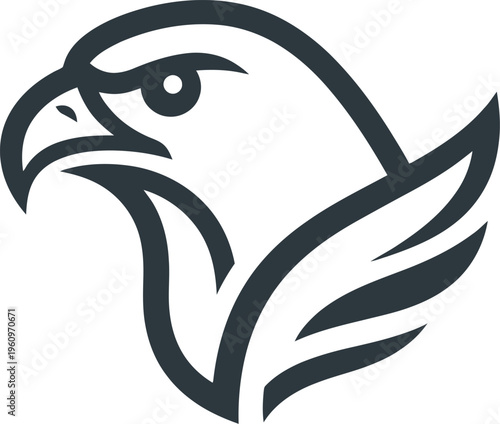 Bald eagle head profile outline for predatory bird branding