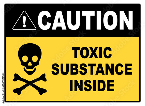 Warning sign indicating toxic substances inside. Used in labs and industrial areas to alert health hazards. Simple, high-contrast design, and editable vector.