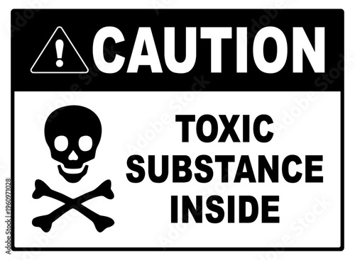 Warning sign indicating toxic substances inside. Used in labs and industrial areas to alert health hazards. Simple, high-contrast design, and editable vector.