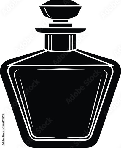 Black silhouette vintage perfume decanter vector icon