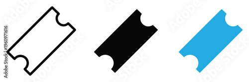 Vector illustration of three colored ticket icons in white, Black, And blue for event or admission concepts