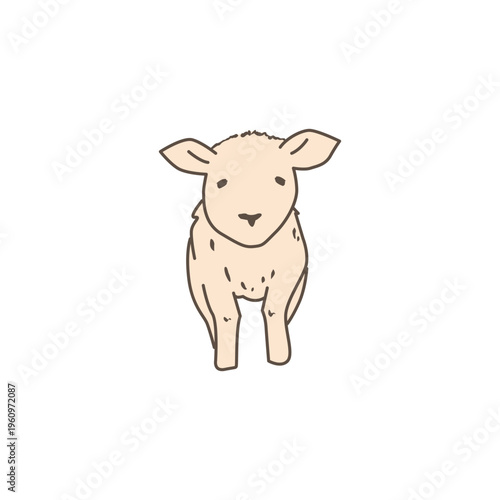 子ヒツジの正面全身イラスト