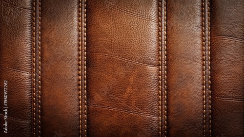 Wallpaper Mural Rich Brown Leather Texture with Detailed Stitching, Ideal for Upholstery and Fashion Designs Torontodigital.ca