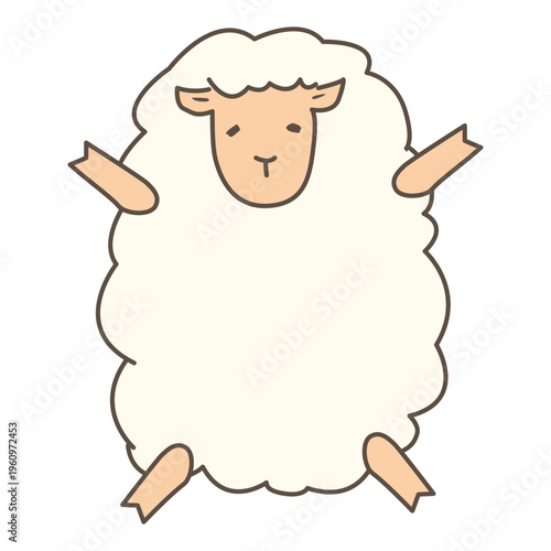ヒツジが両手両足を広げるイラスト