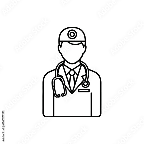 Doctor Icon, Medical Professional Line Art, Stethoscope, Healthcare Symbol