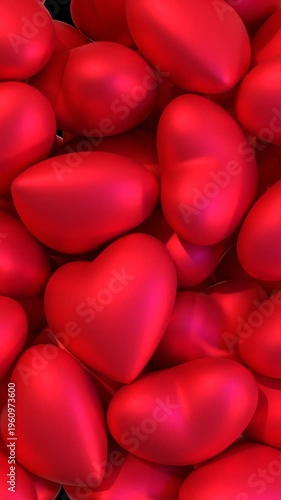 Red Hearts Falling on Transparent Background, Video with Alpha Channel
