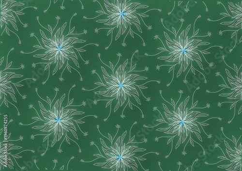Abstract Floral Spring Bright GreenBackground