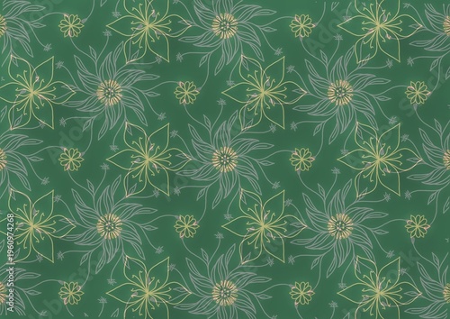 Abstract Spring Floral Geometric Green Background