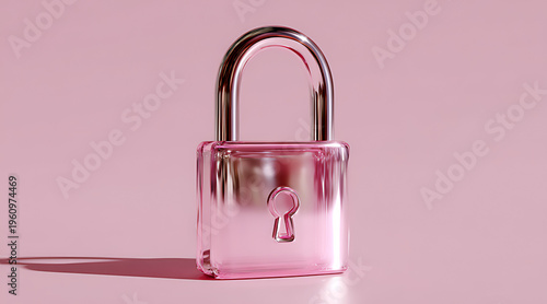A lock with a pink background made of glass mater