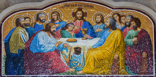 Quadro su tela A mosaic representing the Last Supper at the Saint Mina Monastery in Suceava Cou