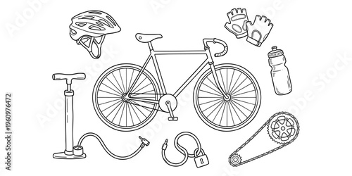 Vintage bicycle vector illustration with black silhouette and retro style elements