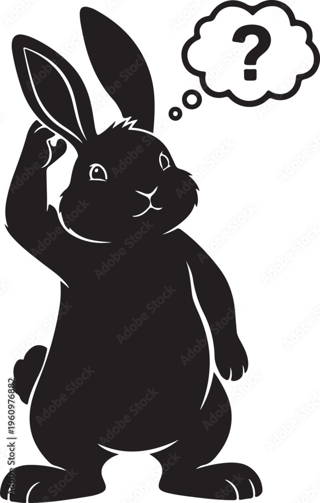 Obraz premium Funny Rabbit Bold Outline Silhouette Line Art