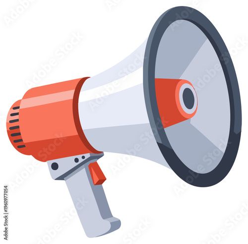 Red and White Megaphone Bullhorn Icon for Marketing and Communication
