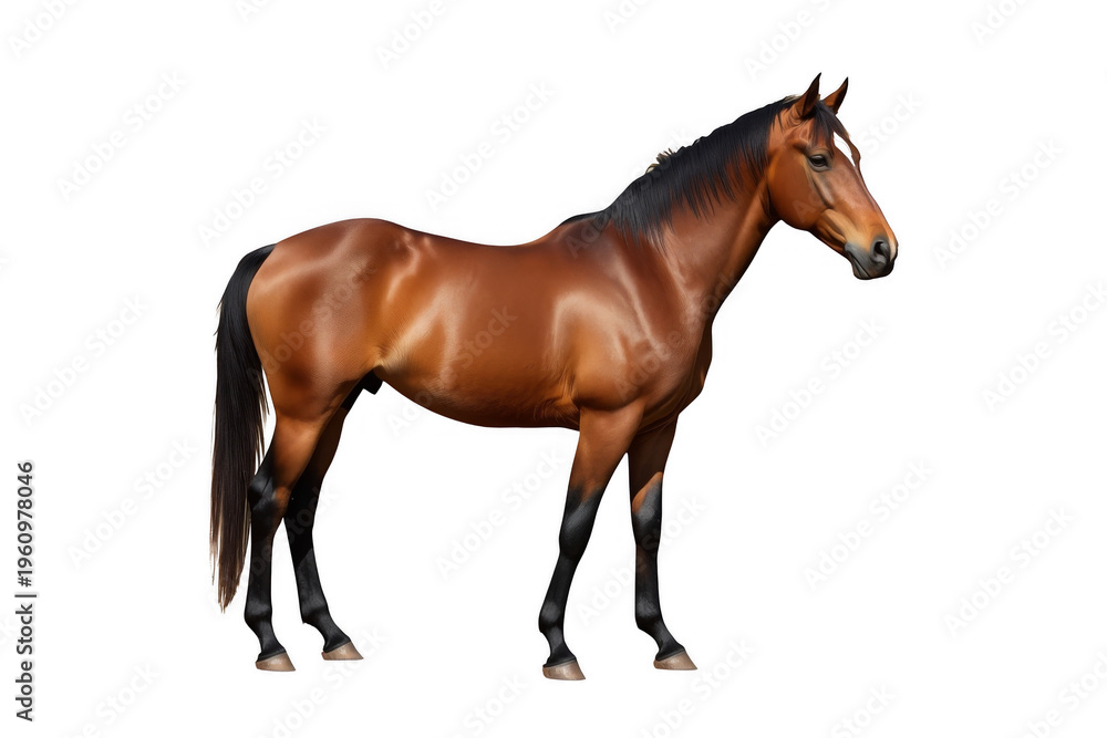 Obraz premium Bay horse standing with a transparent background