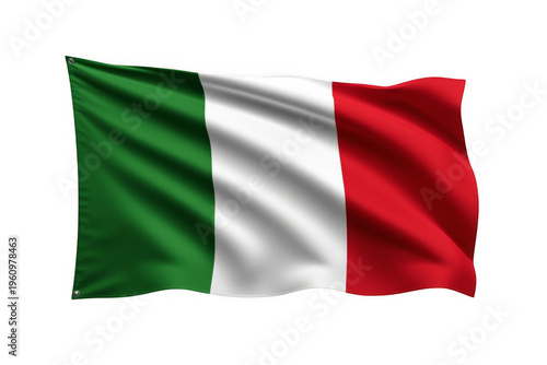 Italy flag waving, national symbol, transparent background