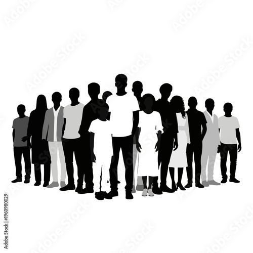 Diverse group of people standing together.