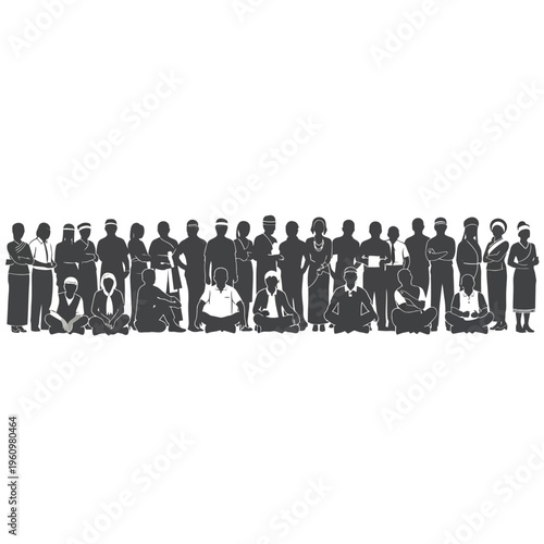 Diverse group of people standing together.