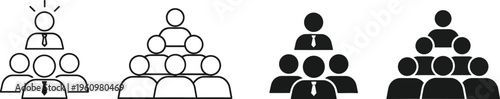 Business team hierarchy and leadership icons set vector illustration.