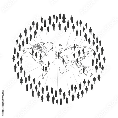 Diverse People Around The World Map.