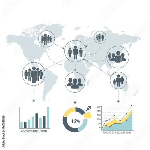 Bild auf Leinwand Global Business People Network Connections.