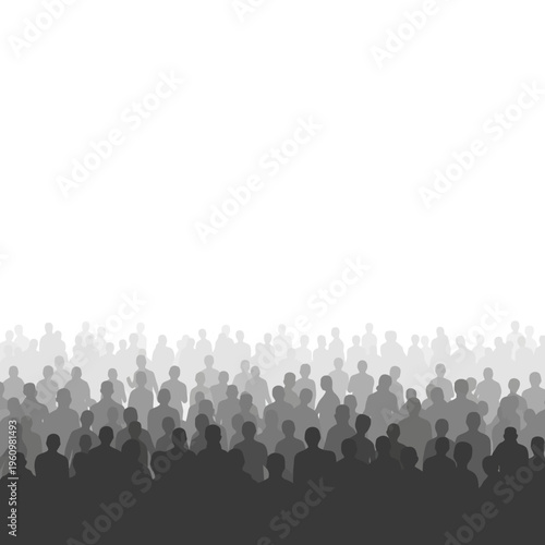 Large Group of People Silhouettes Crowd.