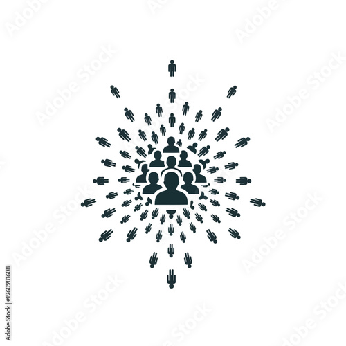 People icons spreading out from center.