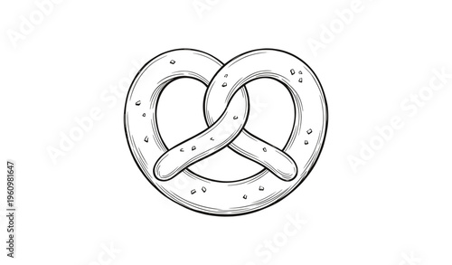 Black and white pretzel sketch with salted details